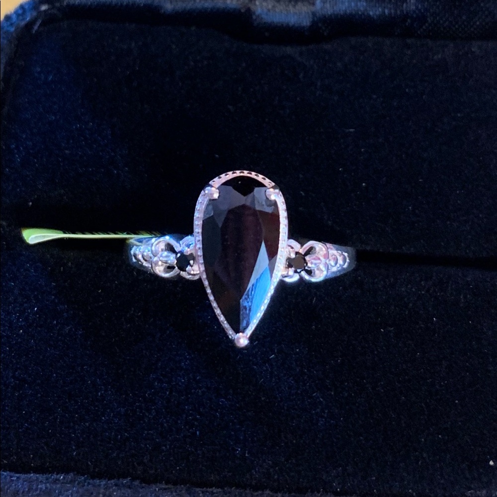 Black Spinel sterling silver ring